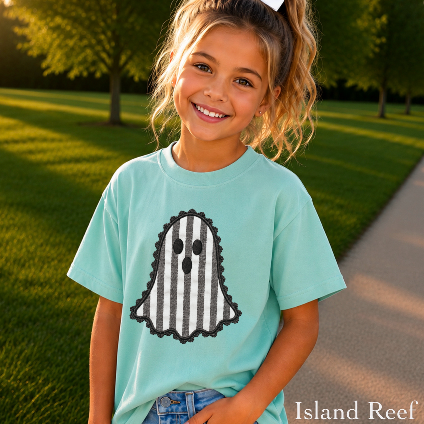 Lace Ghost Halloween Youth Comfort Color T-Shirt