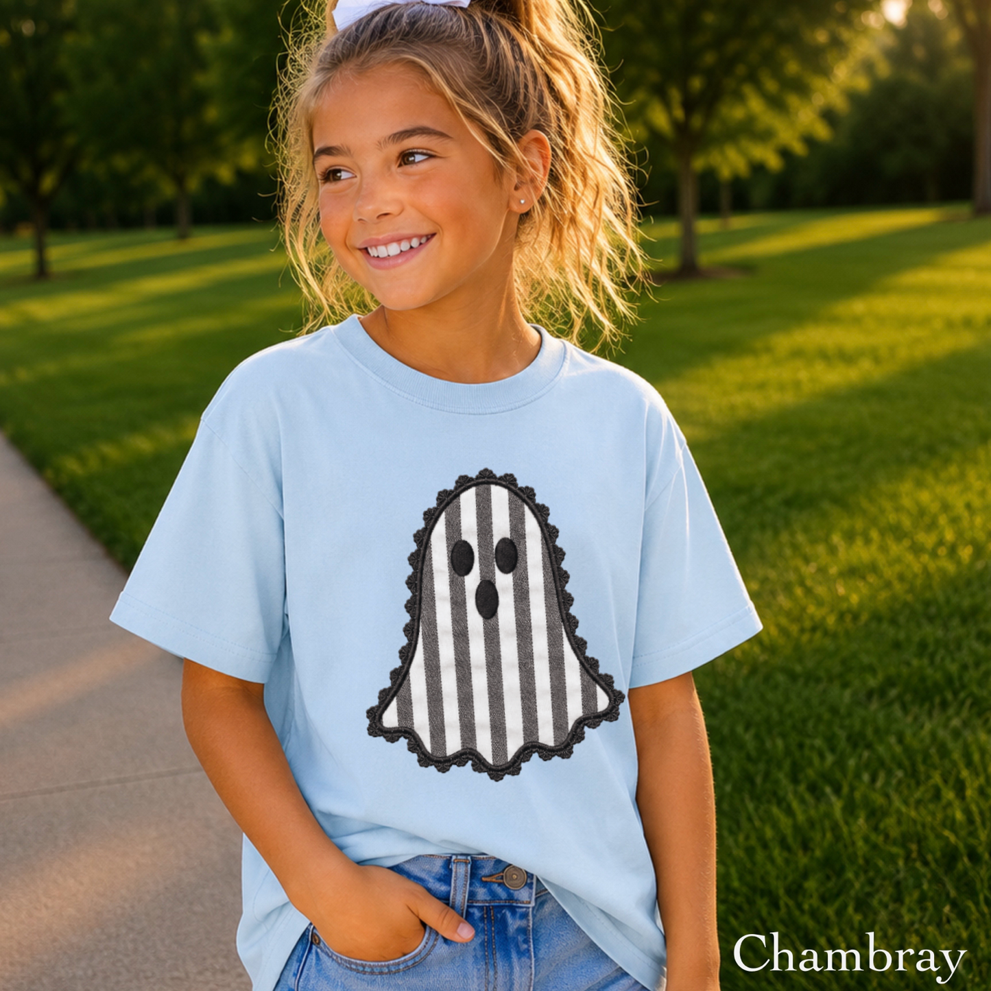 Lace Ghost Halloween Youth Comfort Color T-Shirt