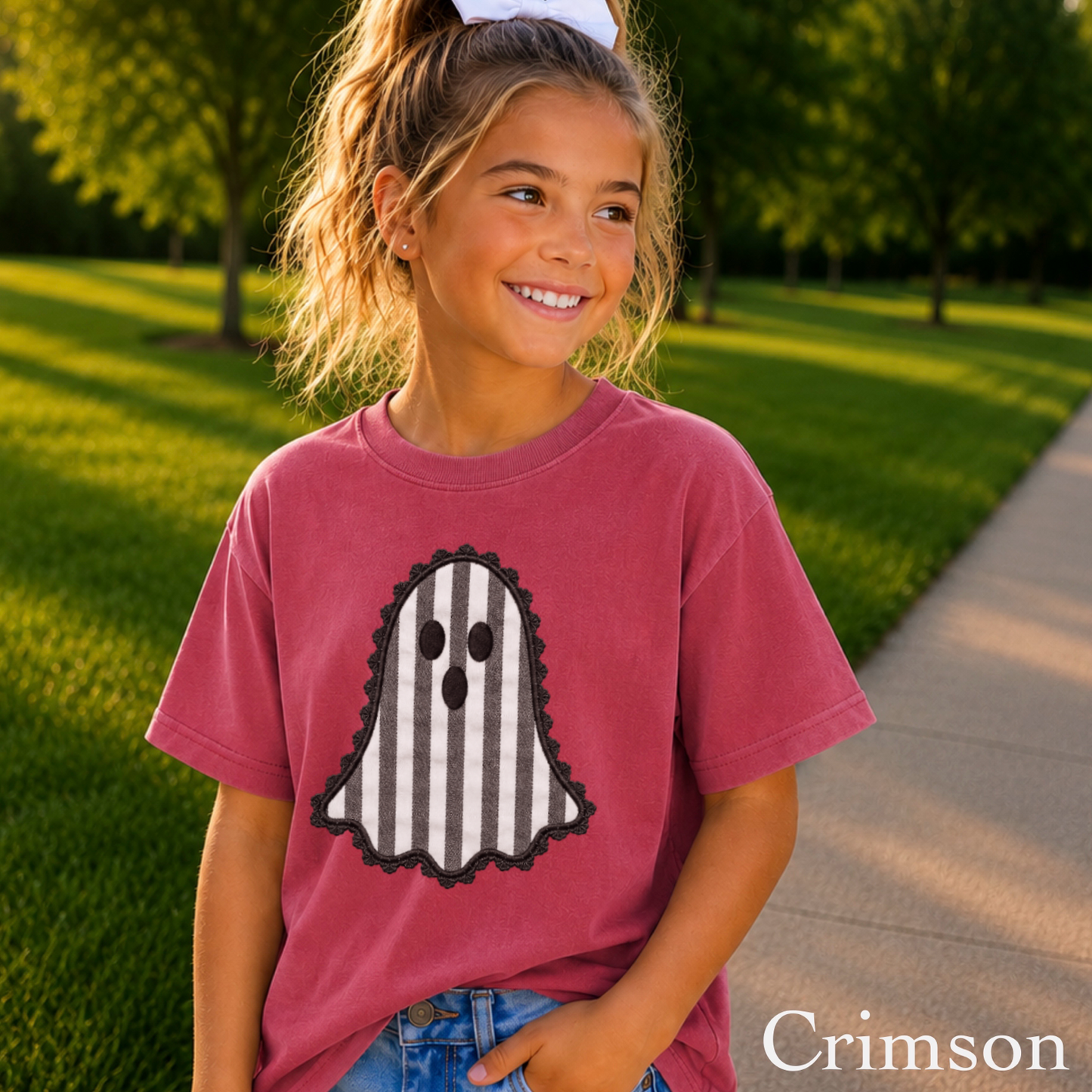 Lace Ghost Halloween Youth Comfort Color T-Shirt