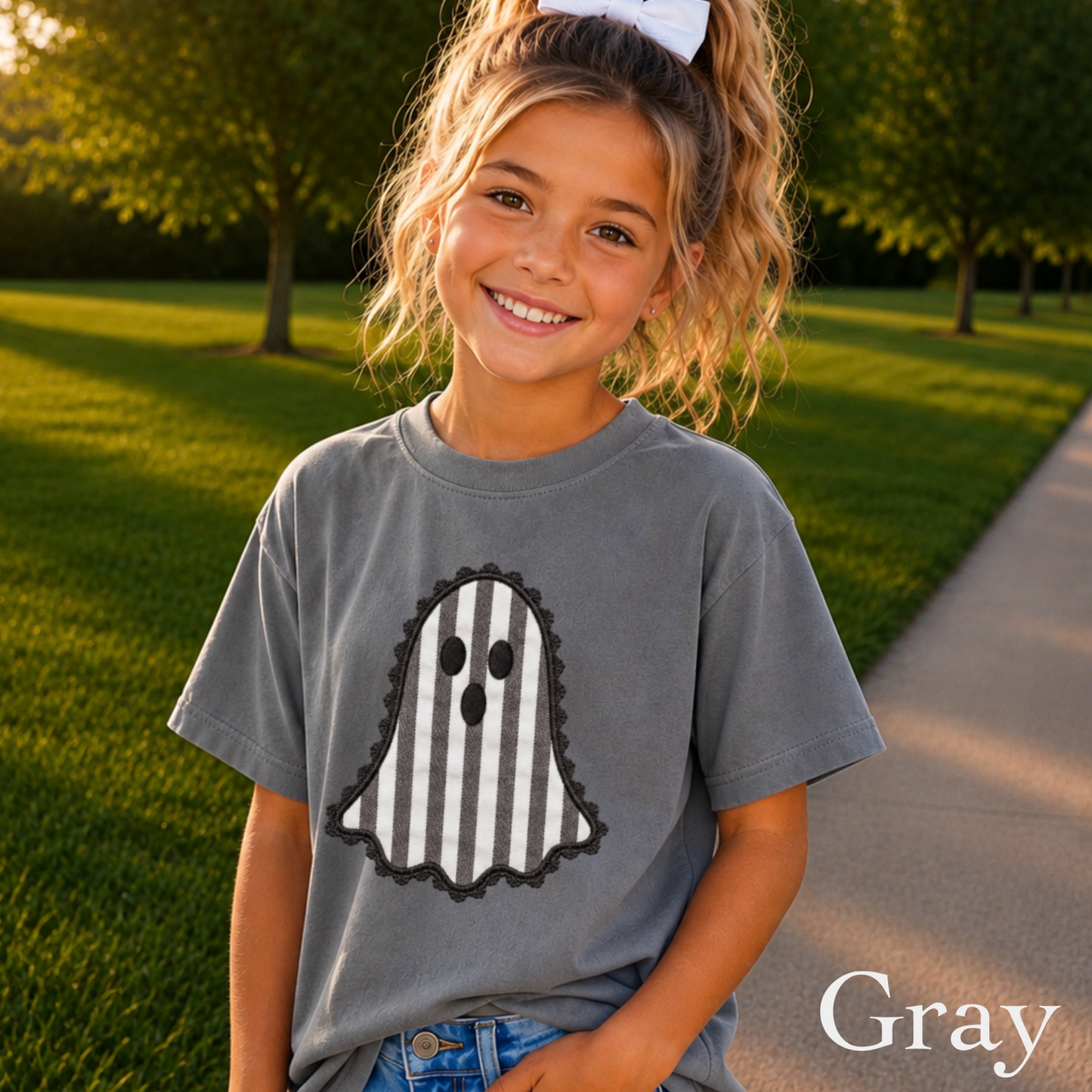 Lace Ghost Halloween Youth Comfort Color T-Shirt