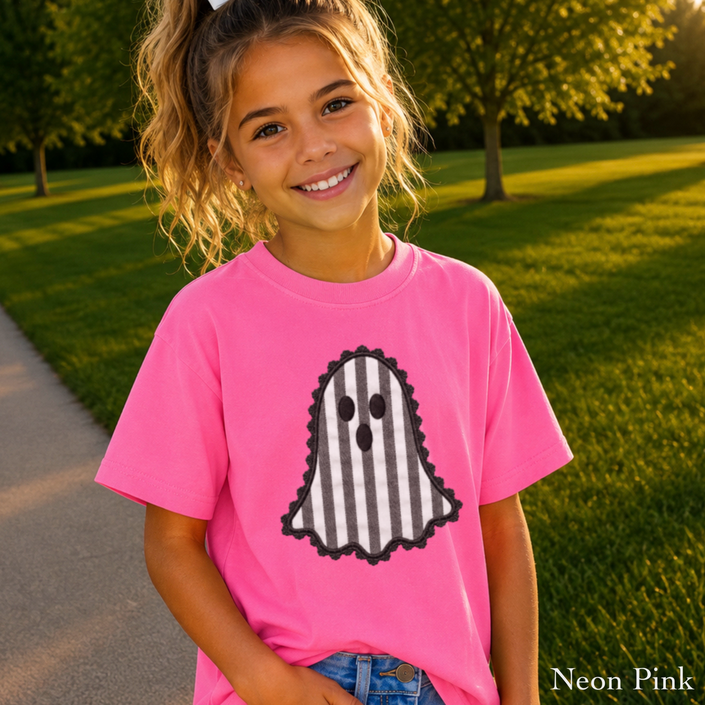 Lace Ghost Halloween Youth Comfort Color T-Shirt
