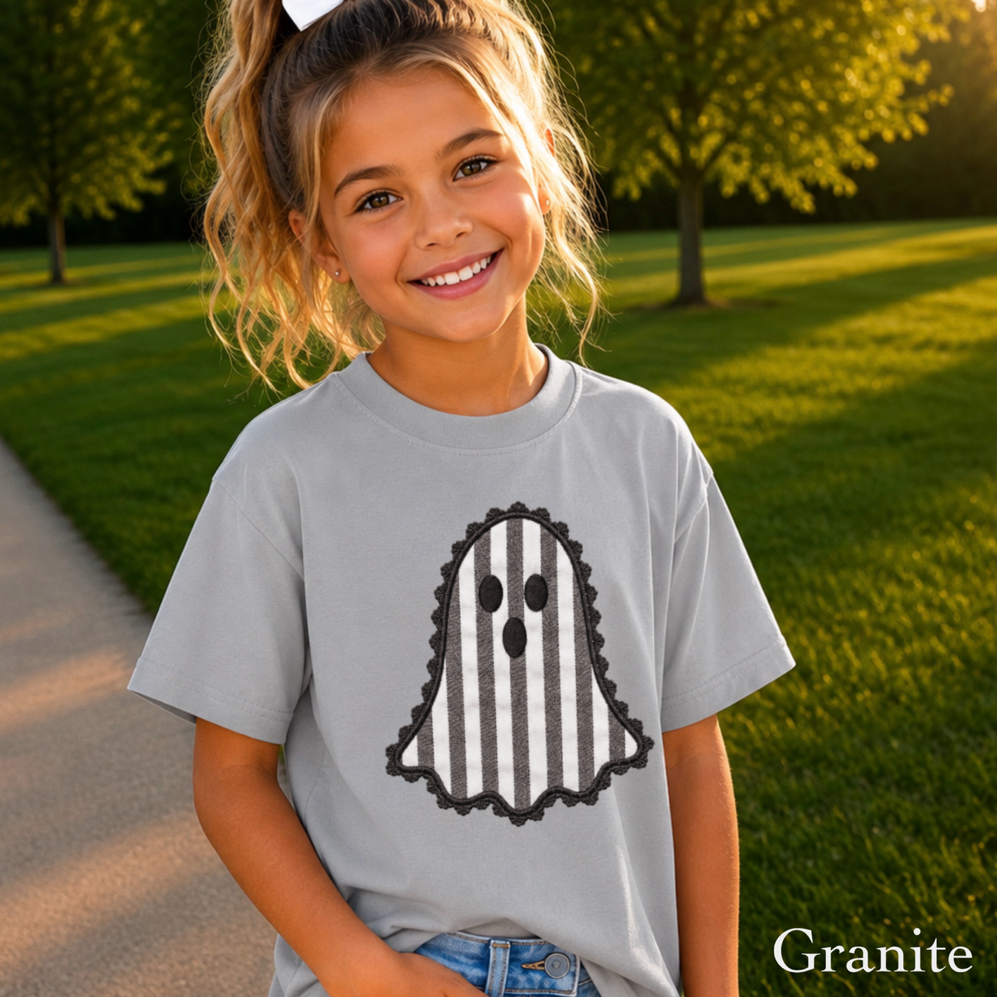 Lace Ghost Halloween Youth Comfort Color T-Shirt