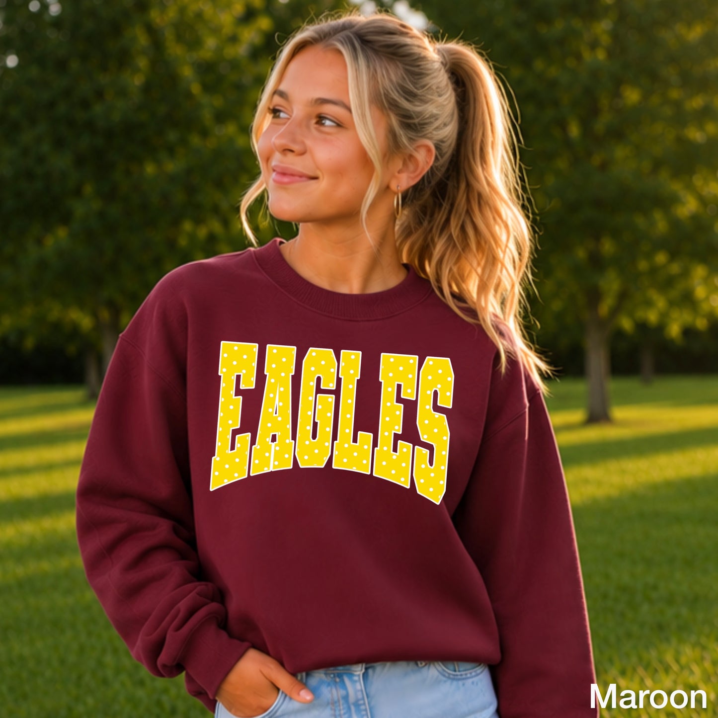 Eagles Polka Dot Youth Crewneck Sweatshirt