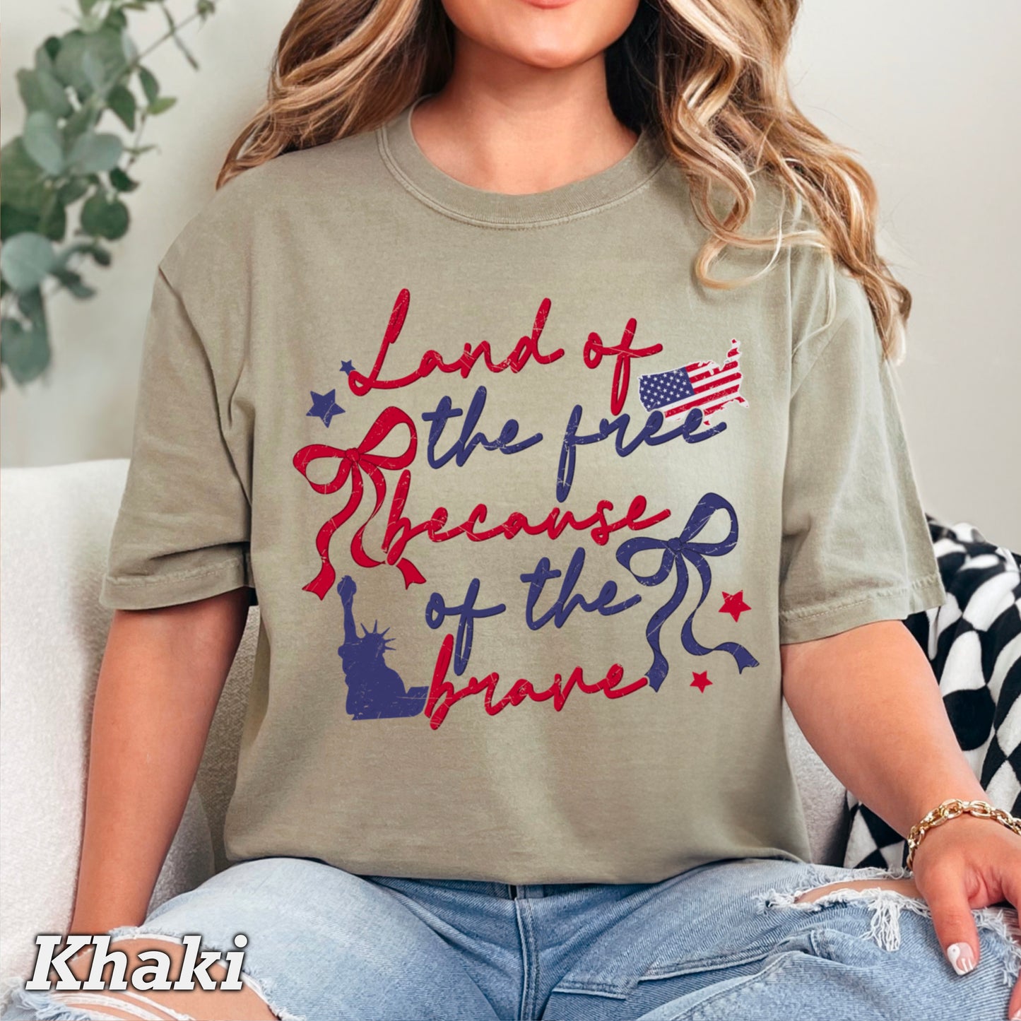 Land Of The Free Because Of The Brave Comfort Color Graphic Tee