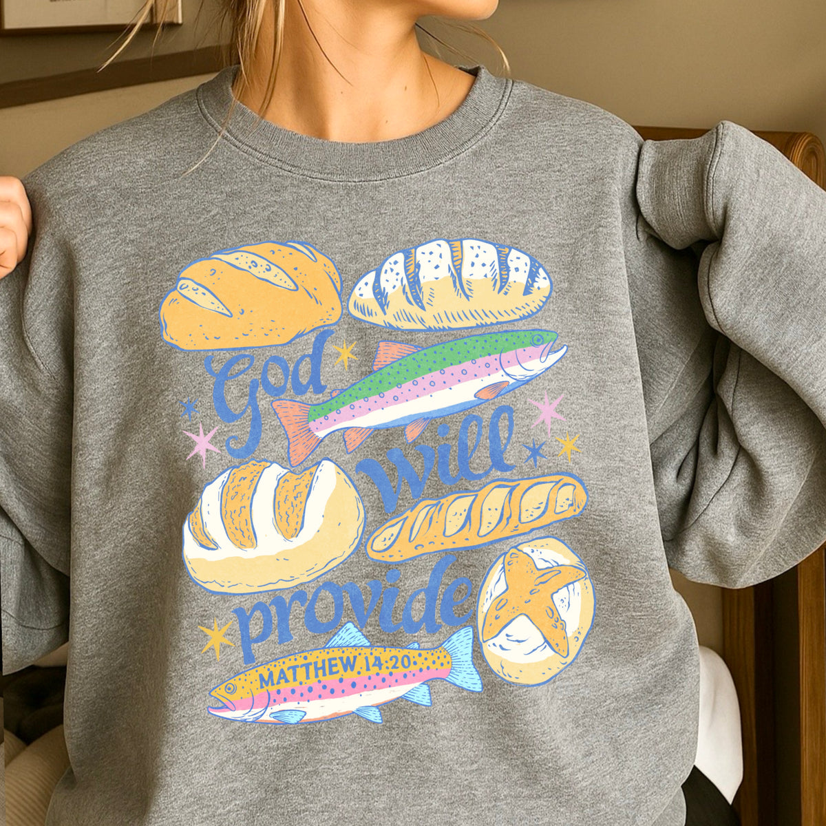 God Will Provide Christian Crewneck Sweatshirt