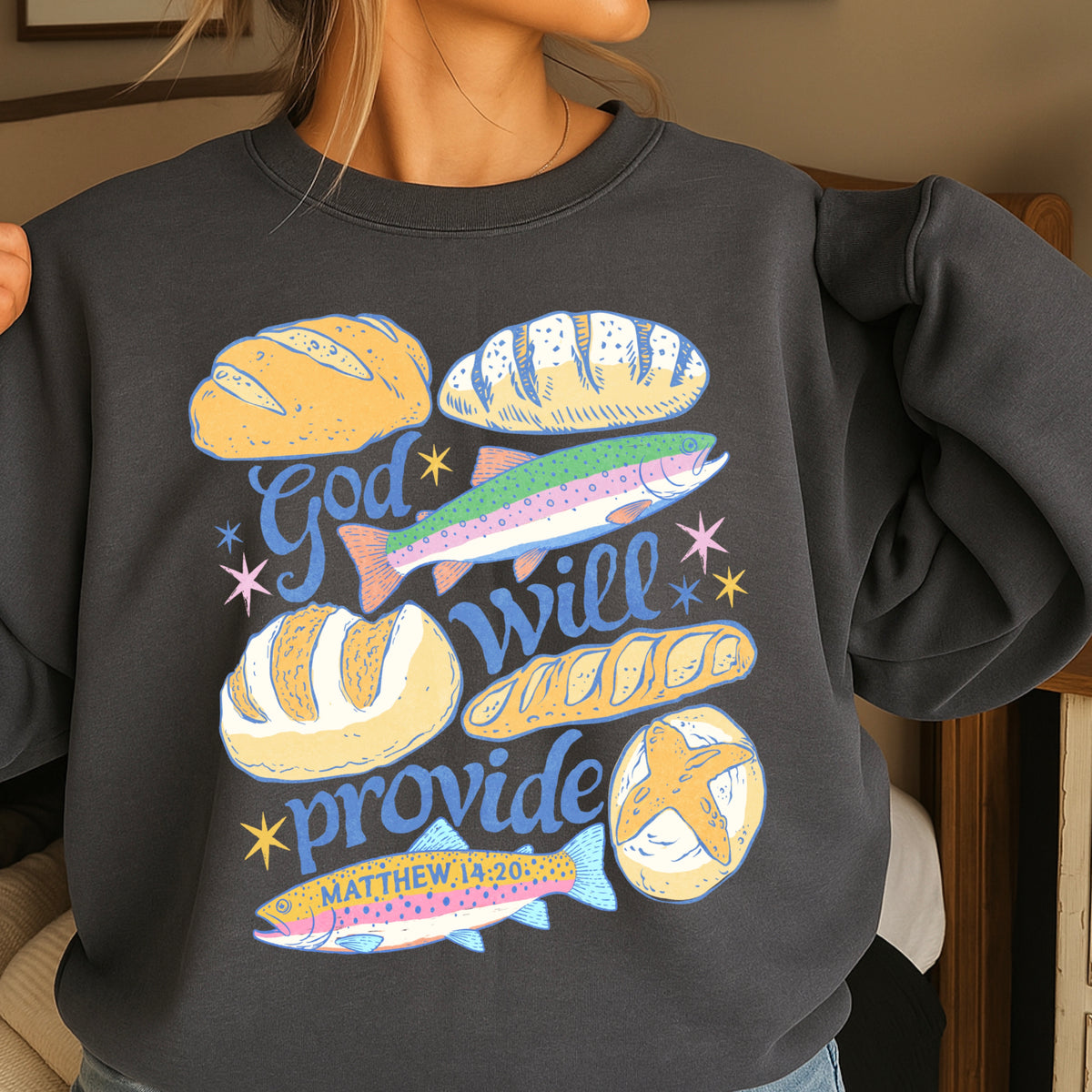God Will Provide Christian Crewneck Sweatshirt