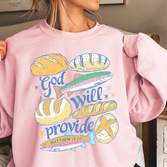 God Will Provide Christian Crewneck Sweatshirt