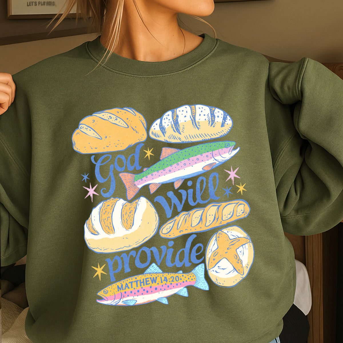 God Will Provide Christian Crewneck Sweatshirt