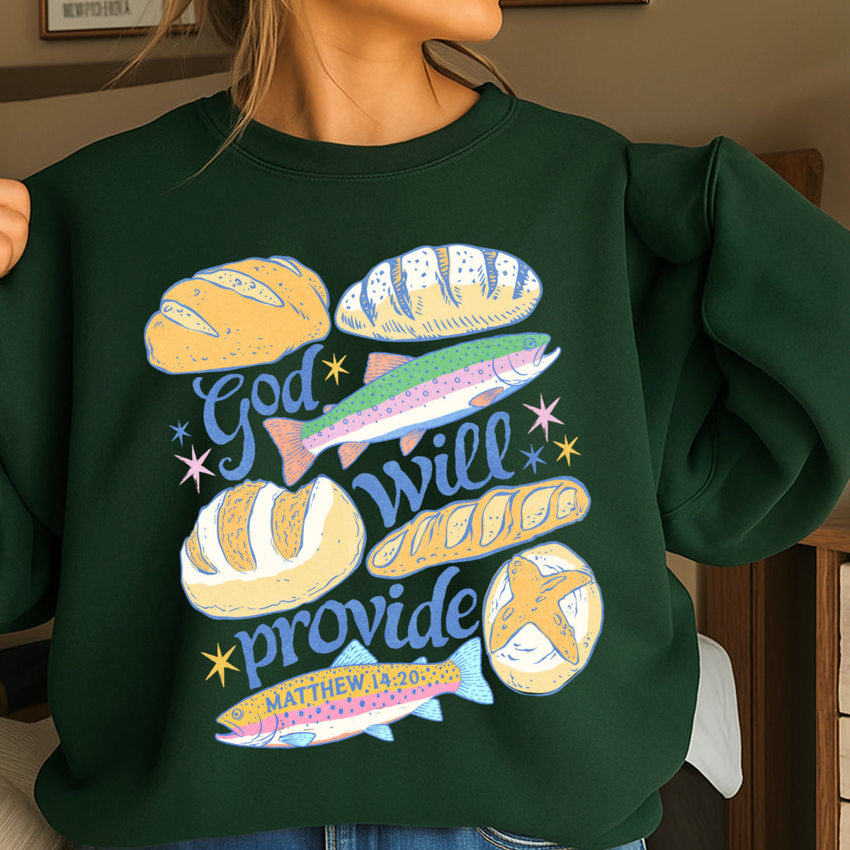 God Will Provide Christian Crewneck Sweatshirt