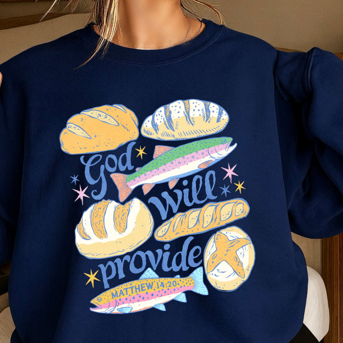 God Will Provide Christian Crewneck Sweatshirt