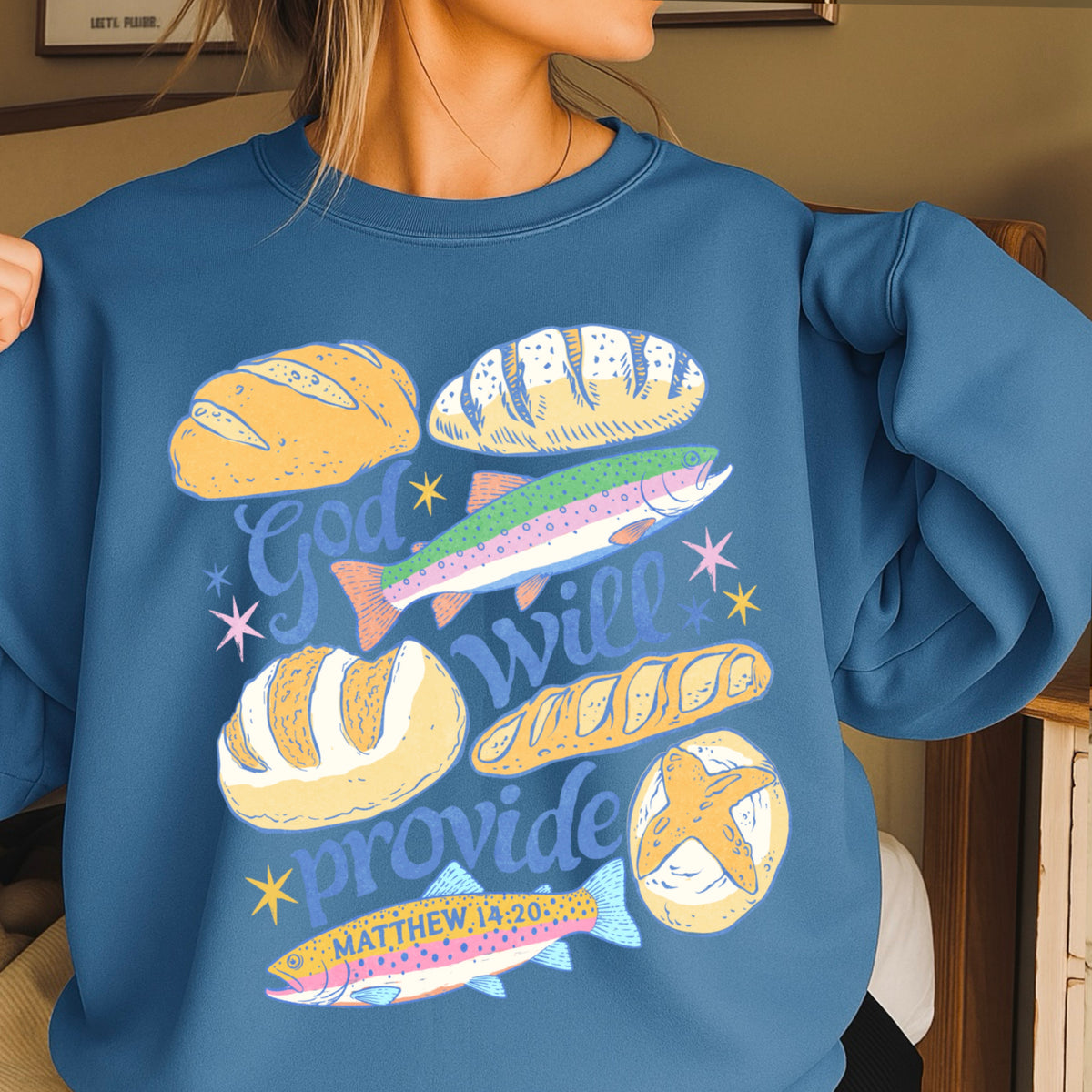 God Will Provide Christian Crewneck Sweatshirt