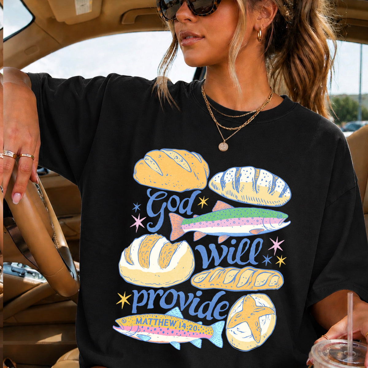 God Will Provide Comfort Color Graphic Tee