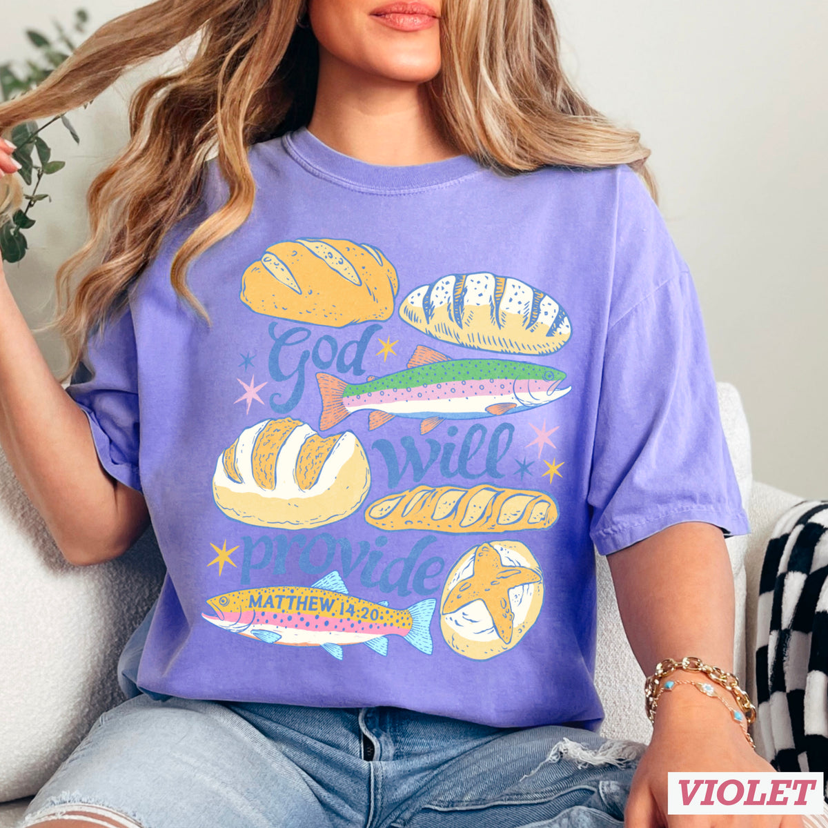 God Will Provide Comfort Color Graphic Tee