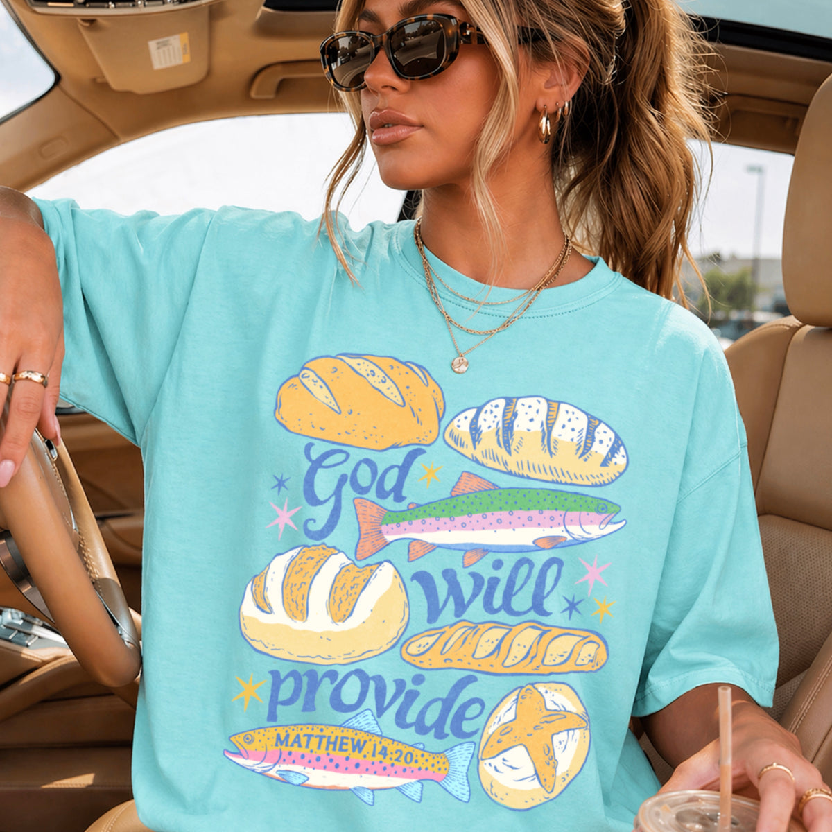 God Will Provide Comfort Color Graphic Tee
