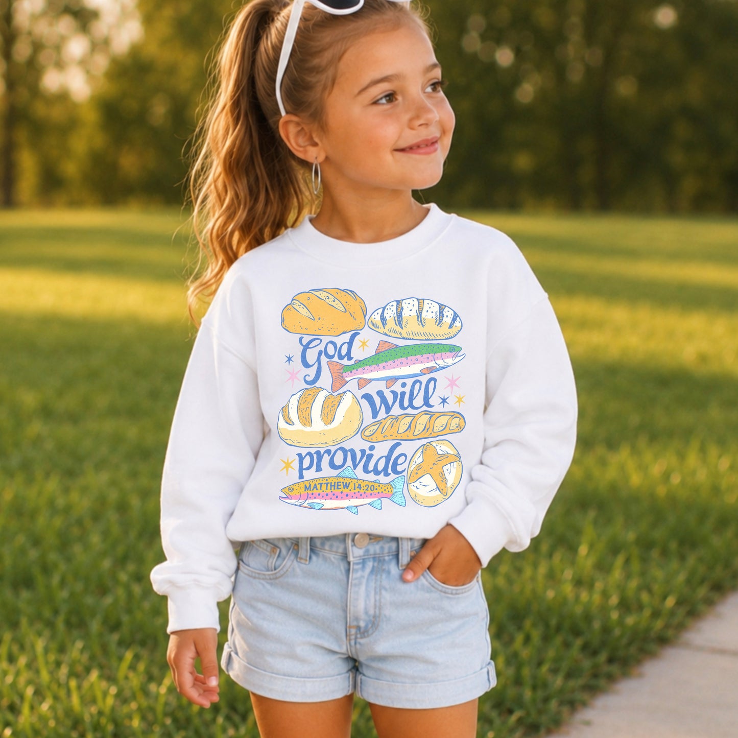 God Will Provide Christian Youth Crewneck Sweatshirt