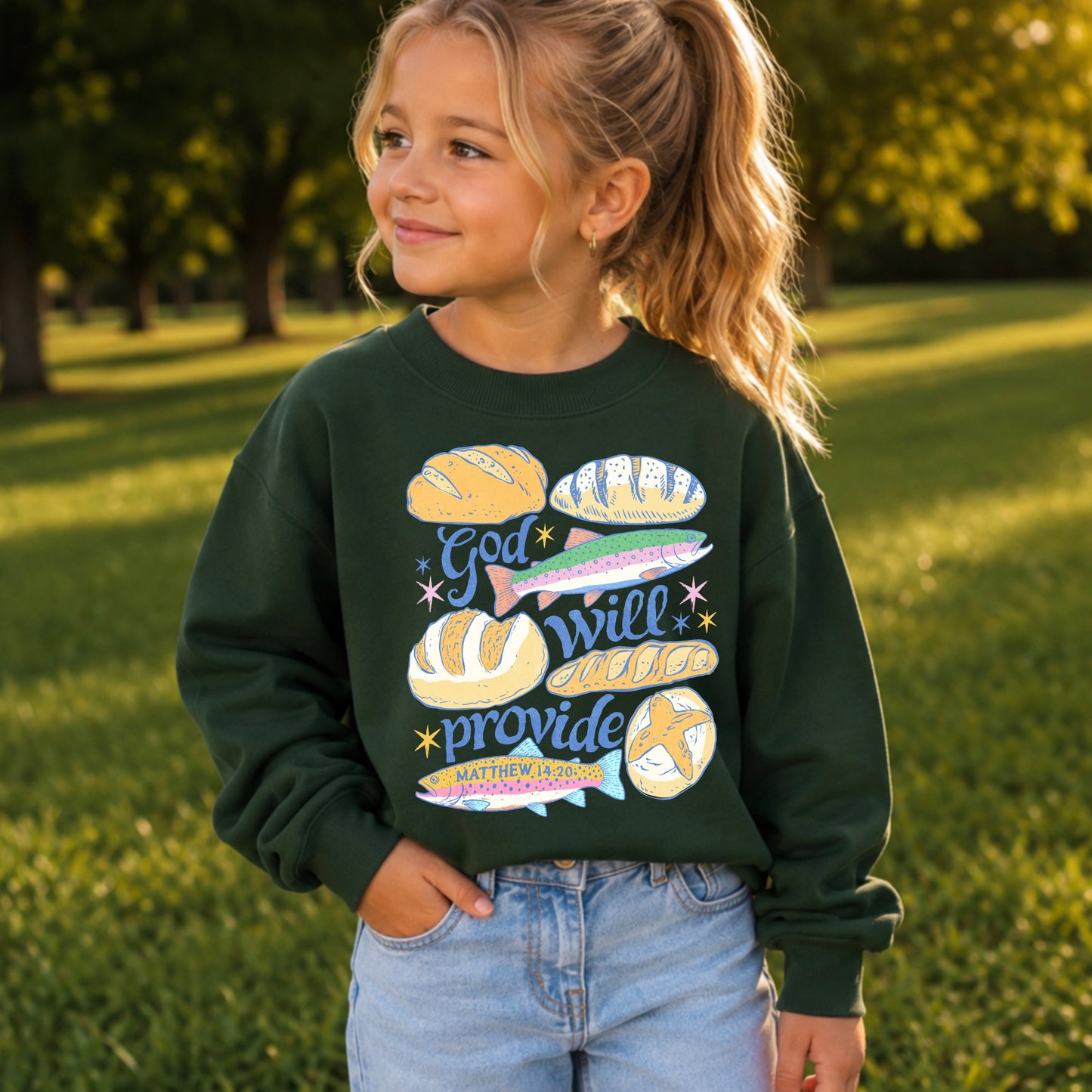 God Will Provide Christian Youth Crewneck Sweatshirt