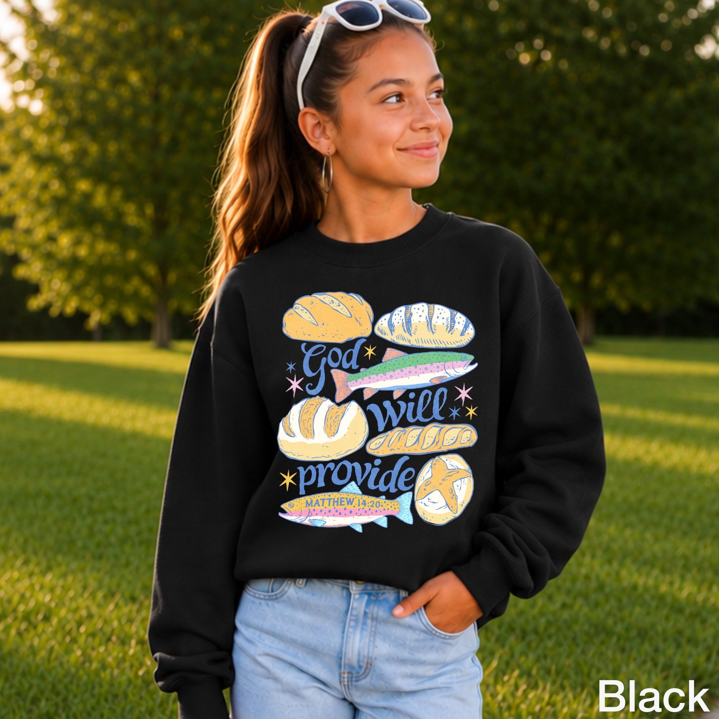 God Will Provide Christian Youth Crewneck Sweatshirt