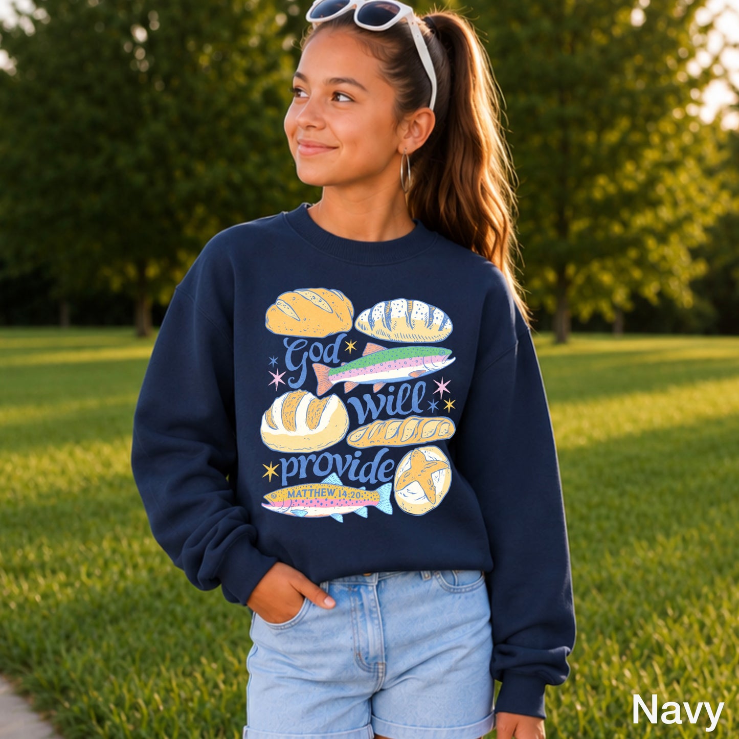 God Will Provide Christian Youth Crewneck Sweatshirt