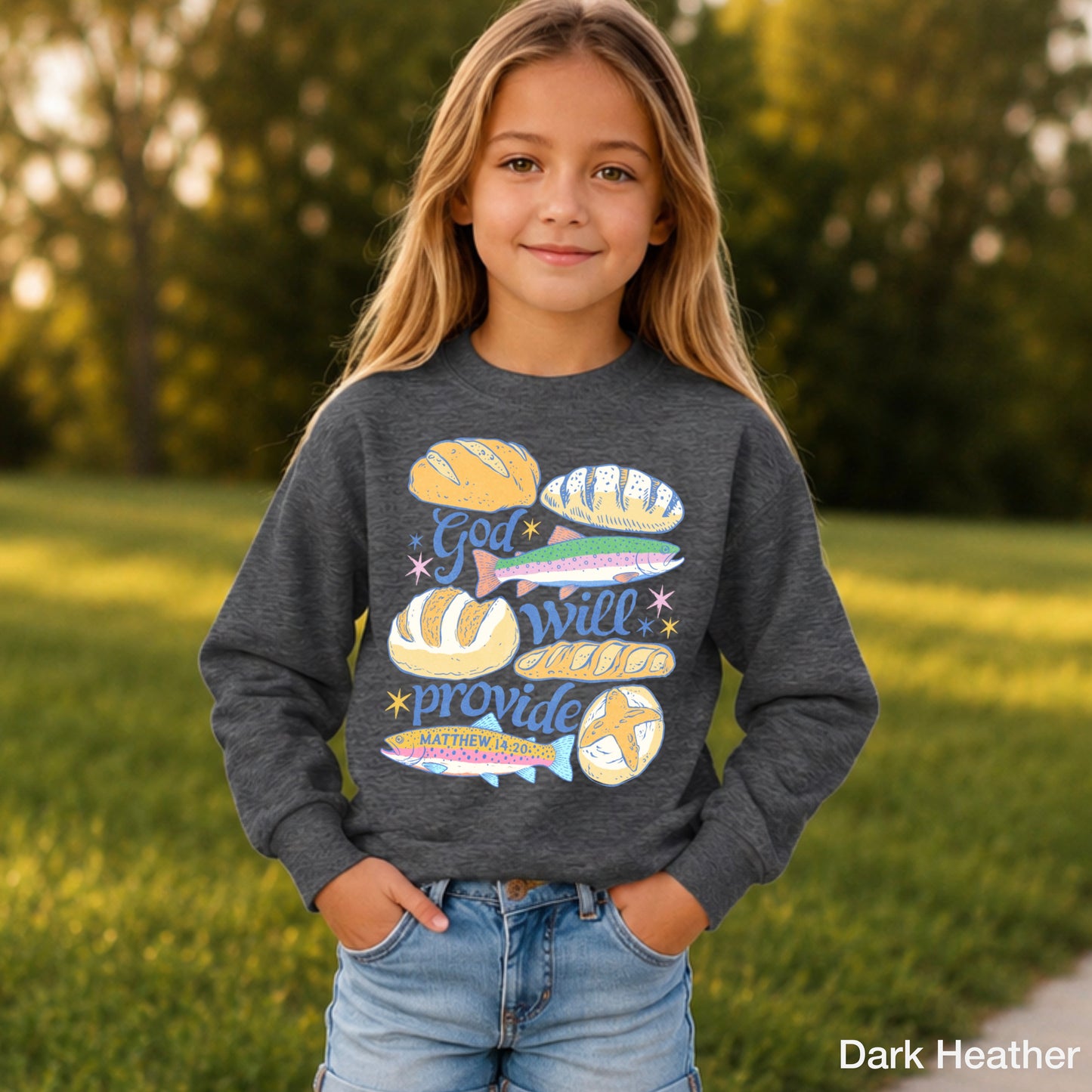 God Will Provide Christian Youth Crewneck Sweatshirt