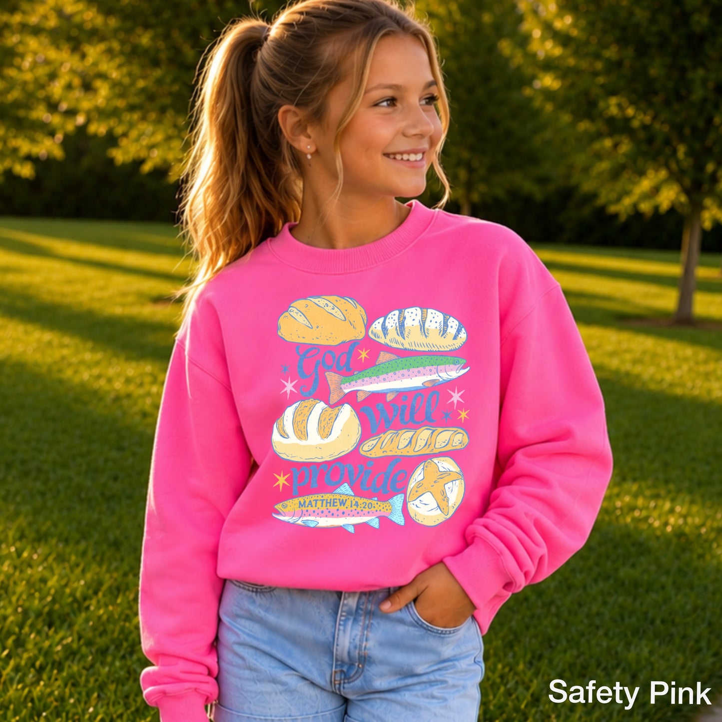 God Will Provide Christian Youth Crewneck Sweatshirt