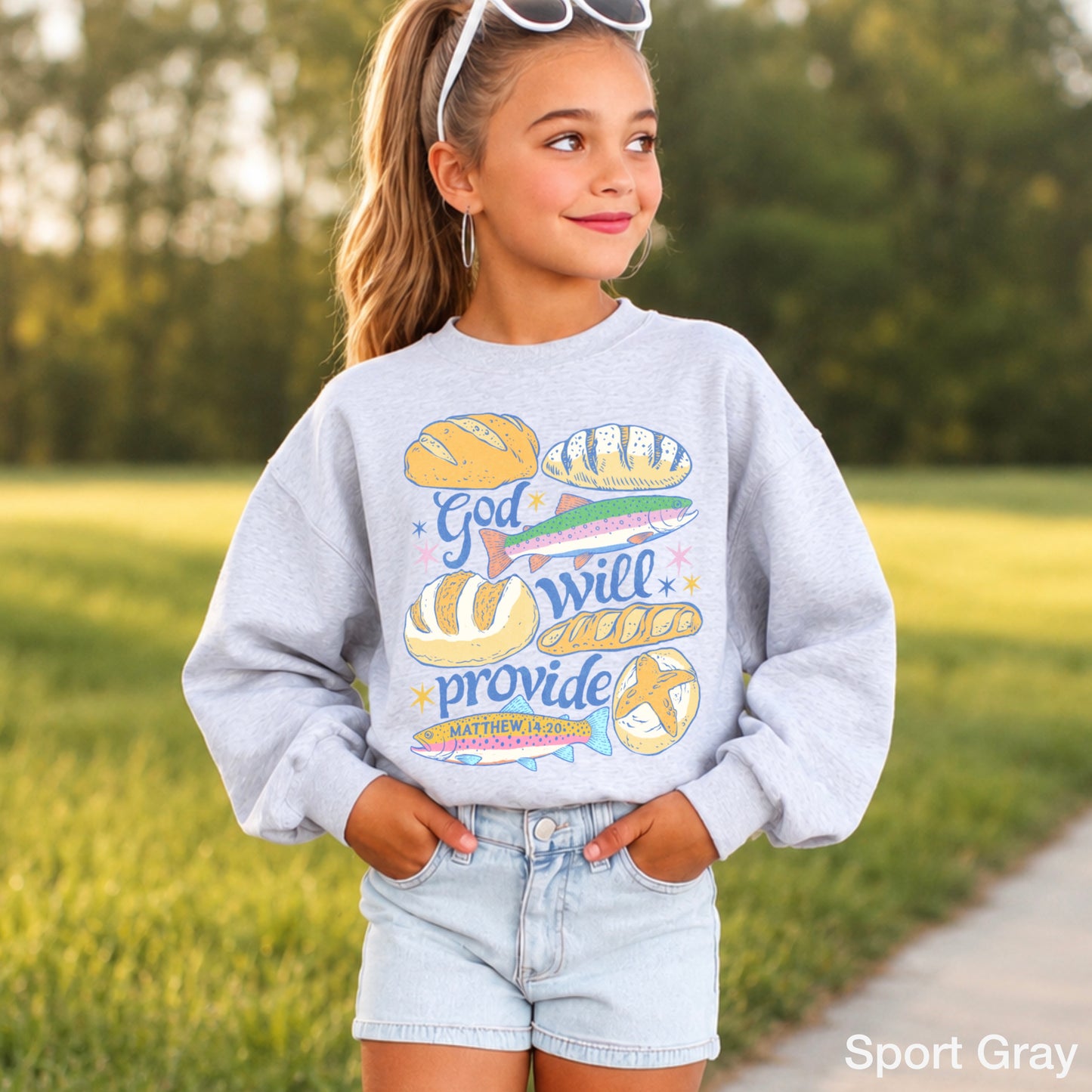 God Will Provide Christian Youth Crewneck Sweatshirt