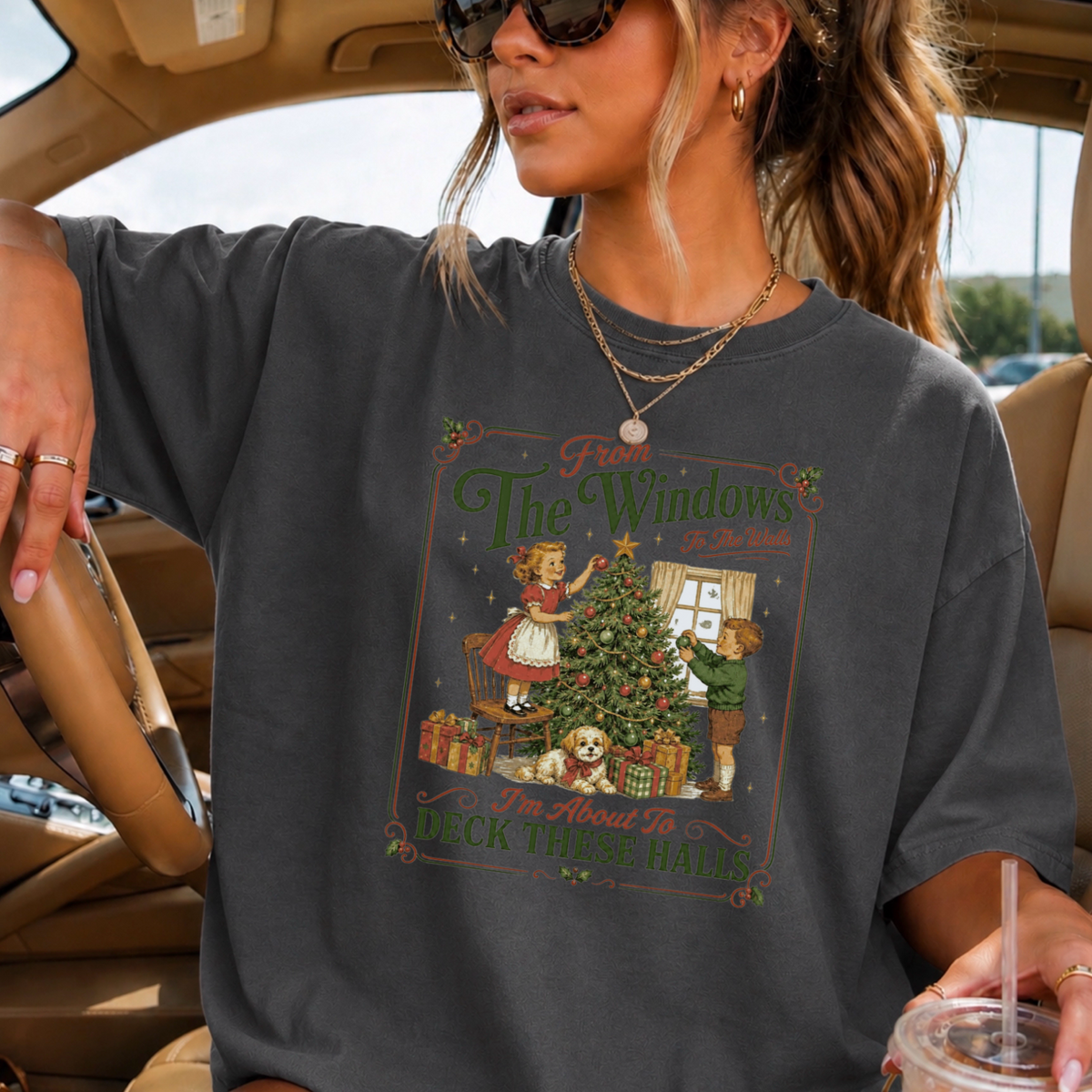 Deck These Halls Christmas Comfort Color Graphic Tee