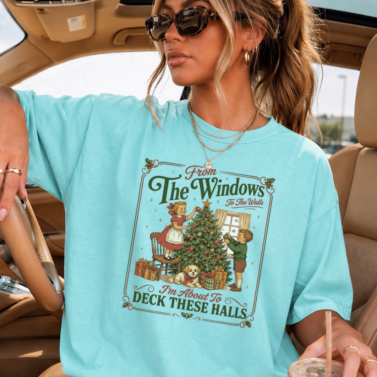 Deck These Halls Christmas Comfort Color Graphic Tee