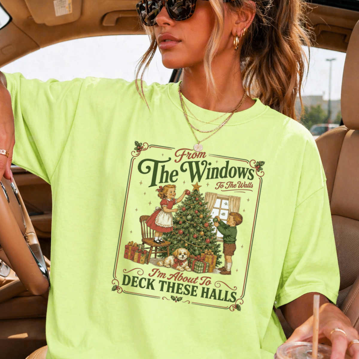 Deck These Halls Christmas Comfort Color Graphic Tee