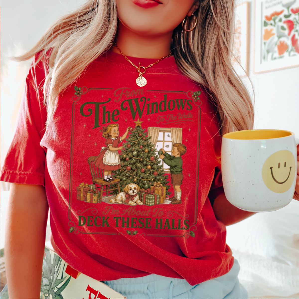 Deck These Halls Christmas Comfort Color Graphic Tee