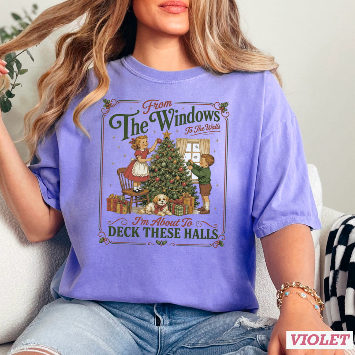 Deck These Halls Christmas Comfort Color Graphic Tee