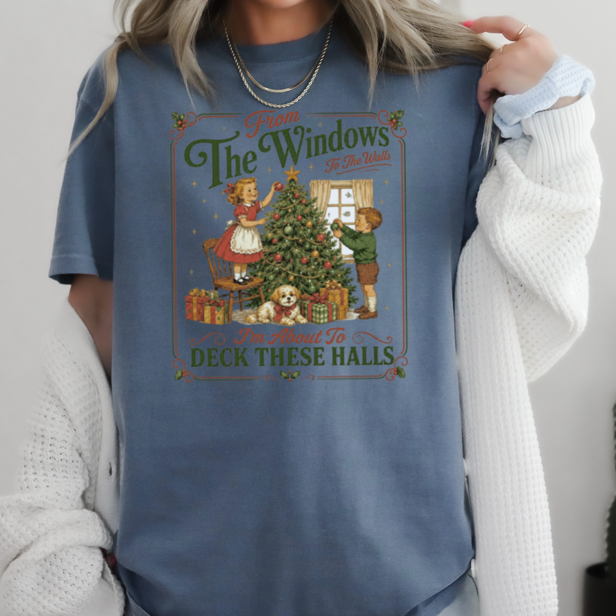Deck These Halls Christmas Comfort Color Graphic Tee