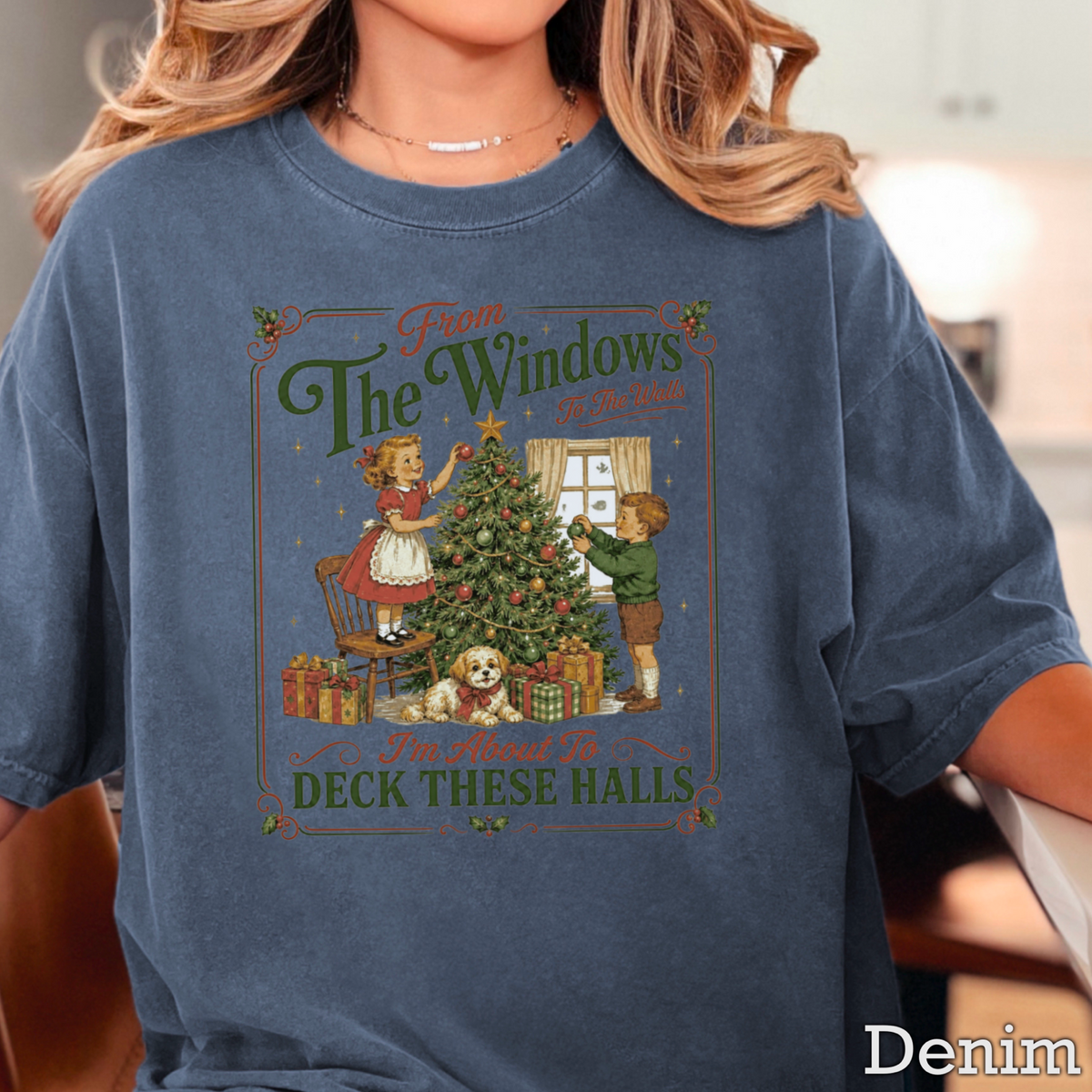 Deck These Halls Christmas Comfort Color Graphic Tee