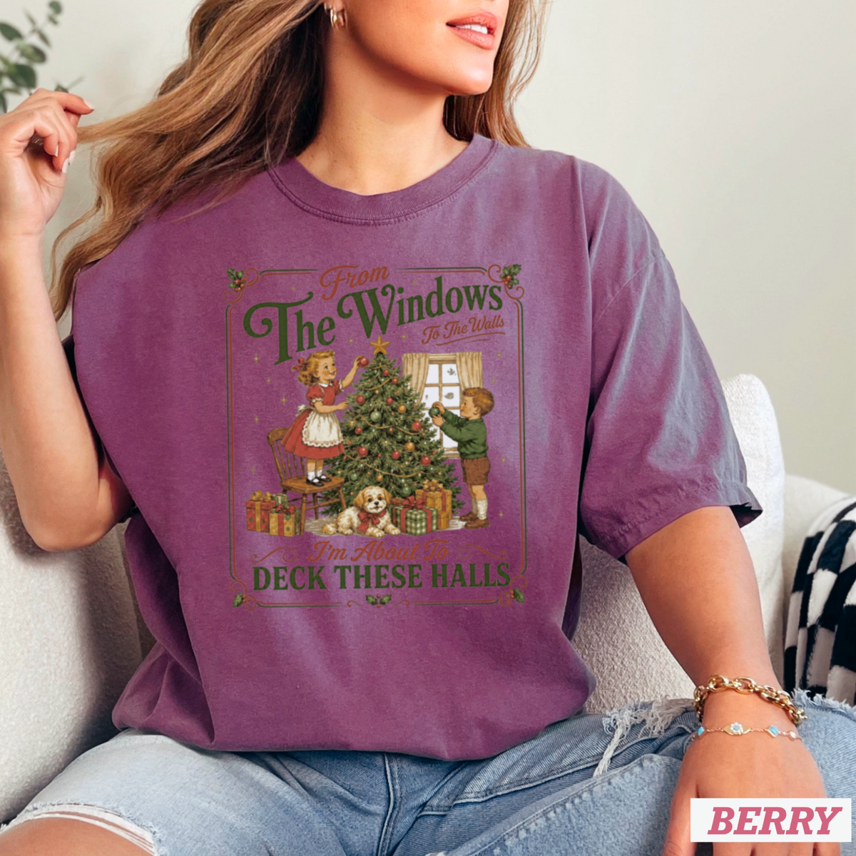 Deck These Halls Christmas Comfort Color Graphic Tee