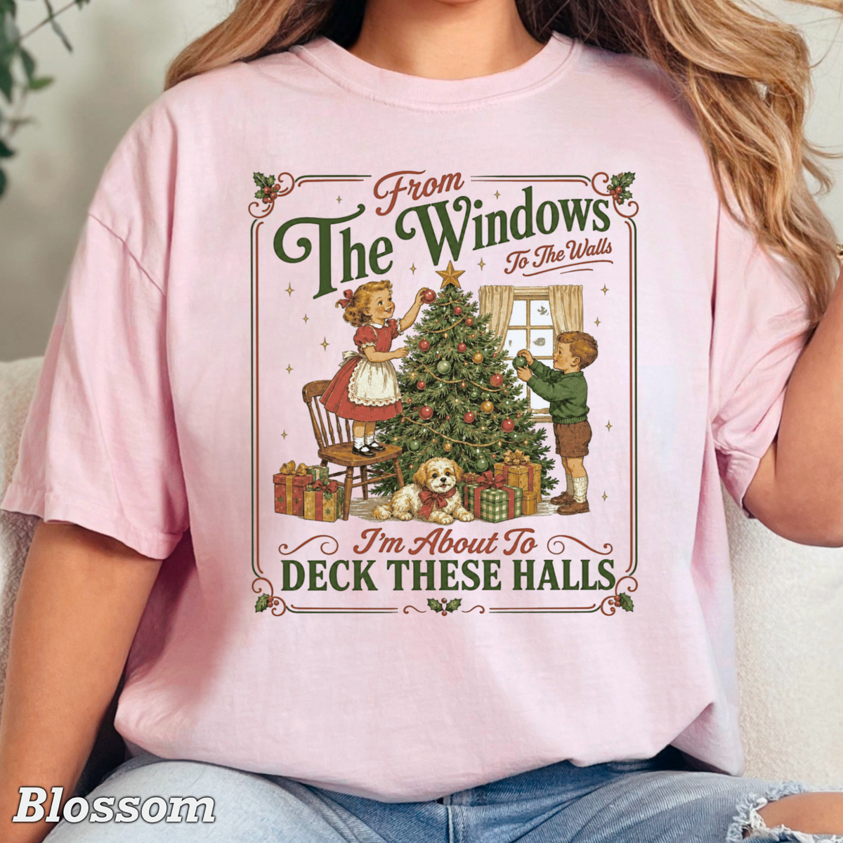 Deck These Halls Christmas Comfort Color Graphic Tee