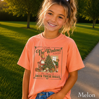 Deck These Halls Christmas Youth Comfort Color T-Shirt