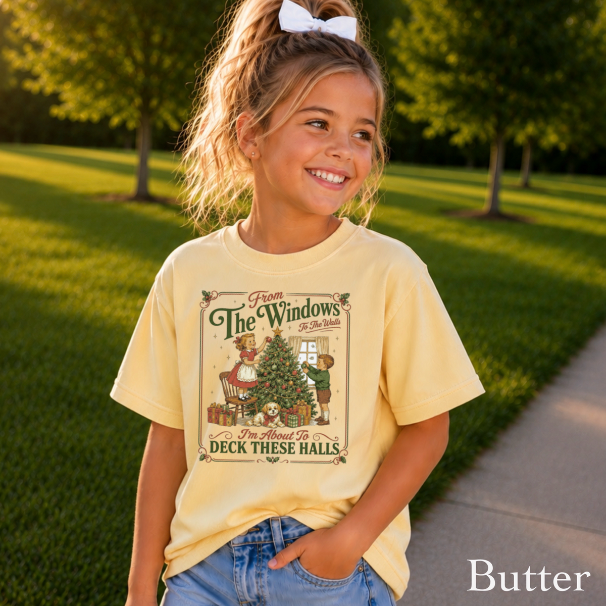 Deck These Halls Christmas Youth Comfort Color T-Shirt