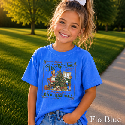Deck These Halls Christmas Youth Comfort Color T-Shirt