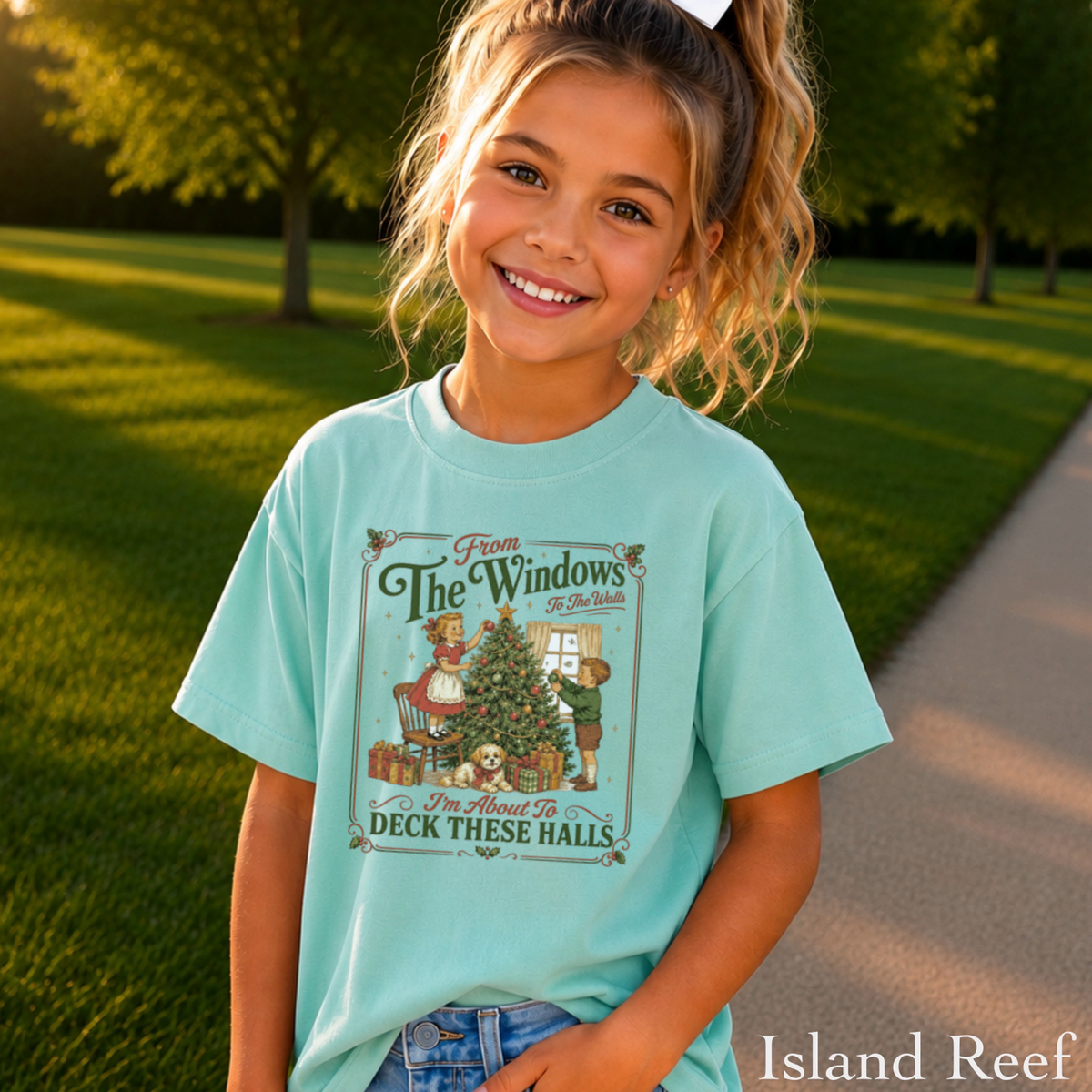 Deck These Halls Christmas Youth Comfort Color T-Shirt