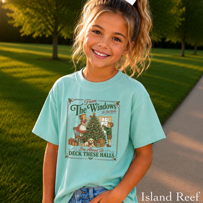Deck These Halls Christmas Youth Comfort Color T-Shirt