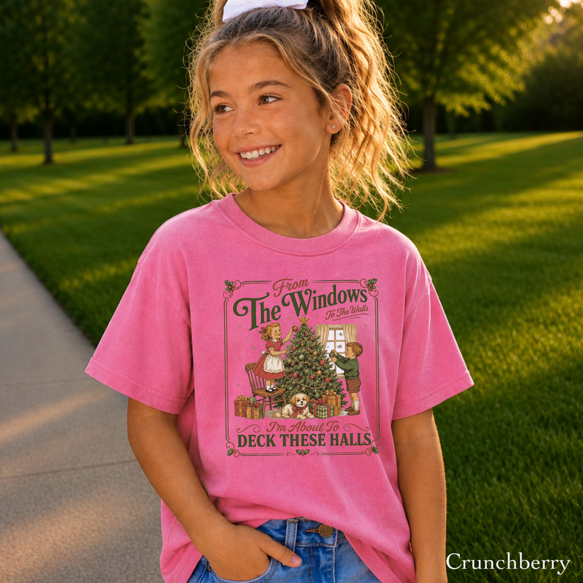 Deck These Halls Christmas Youth Comfort Color T-Shirt
