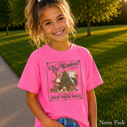 Deck These Halls Christmas Youth Comfort Color T-Shirt