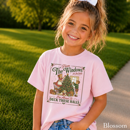 Deck These Halls Christmas Youth Comfort Color T-Shirt