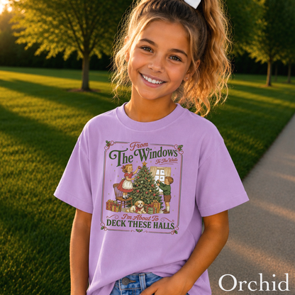 Deck These Halls Christmas Youth Comfort Color T-Shirt