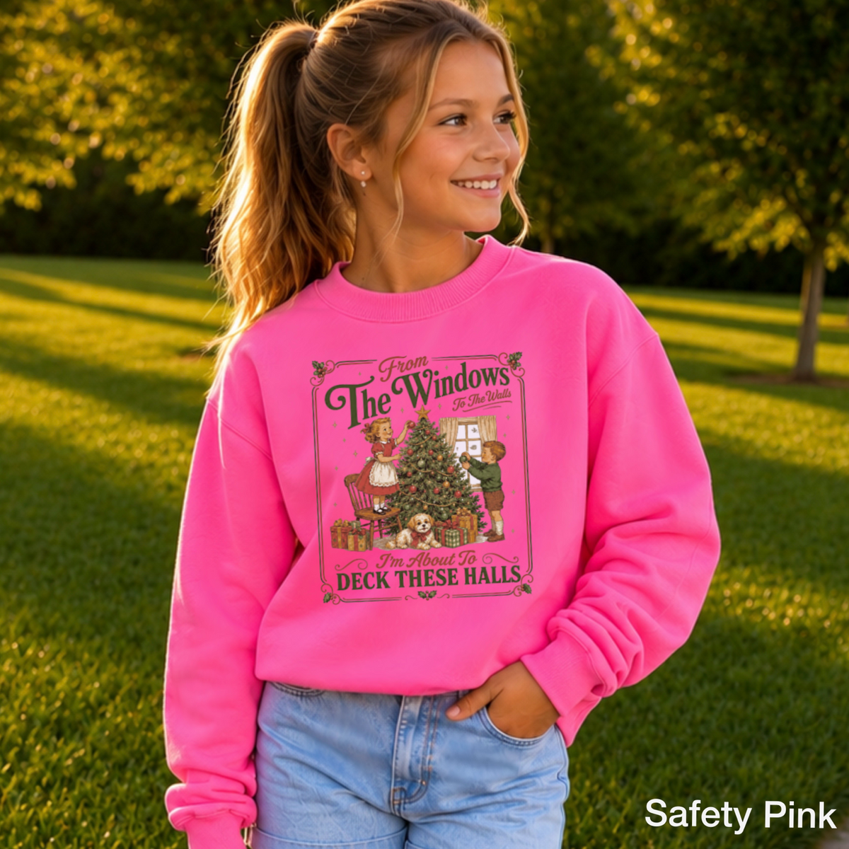 Deck These Halls Christmas Youth Crewneck Sweatshirt