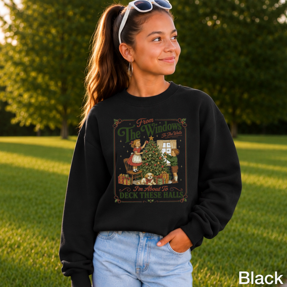 Deck These Halls Christmas Youth Crewneck Sweatshirt