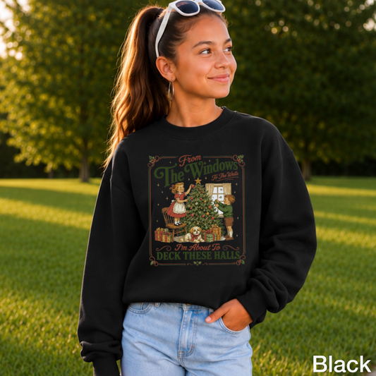 Deck These Halls Christmas Youth Crewneck Sweatshirt
