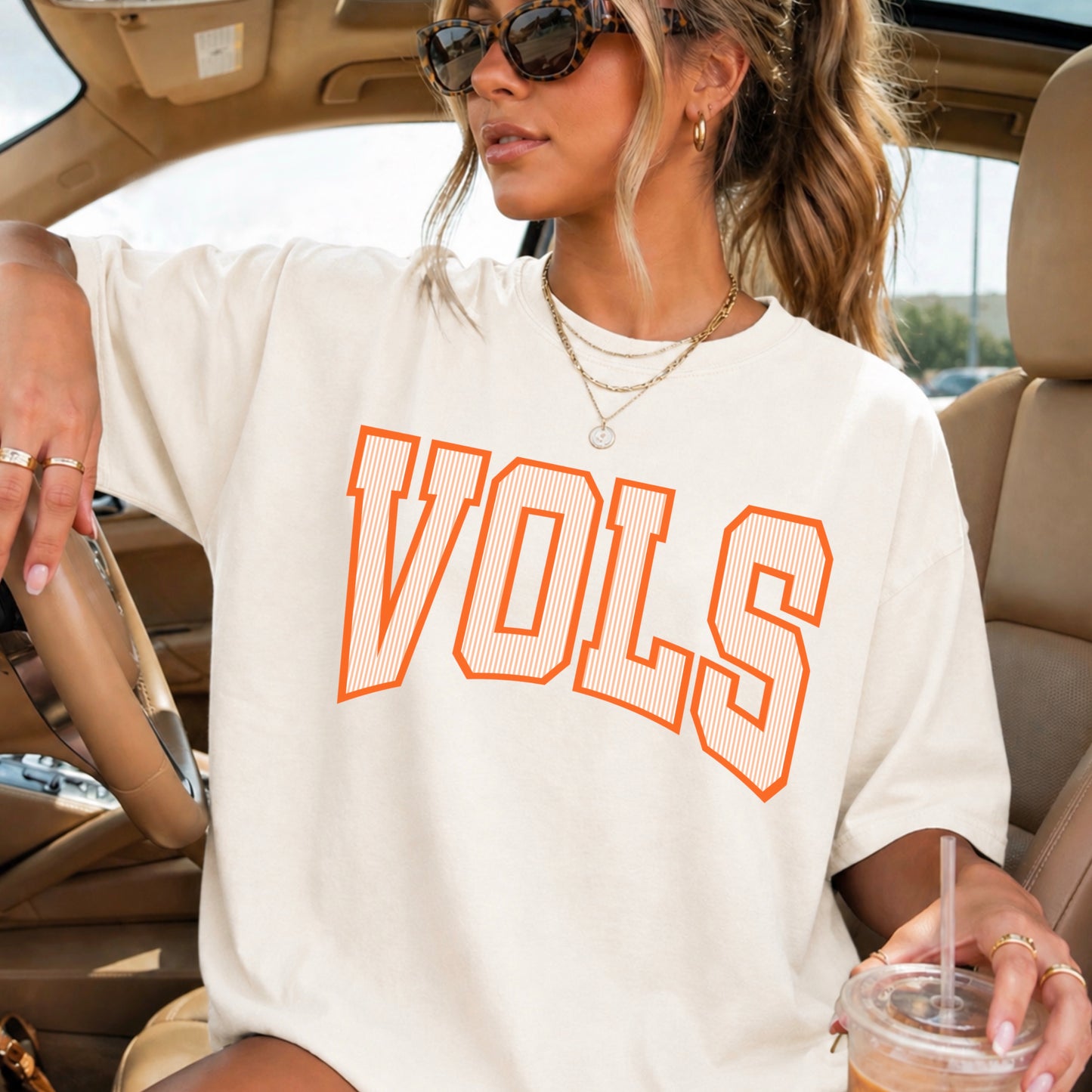 Orange & White College Game Day Comfort Color Graphic Tee
