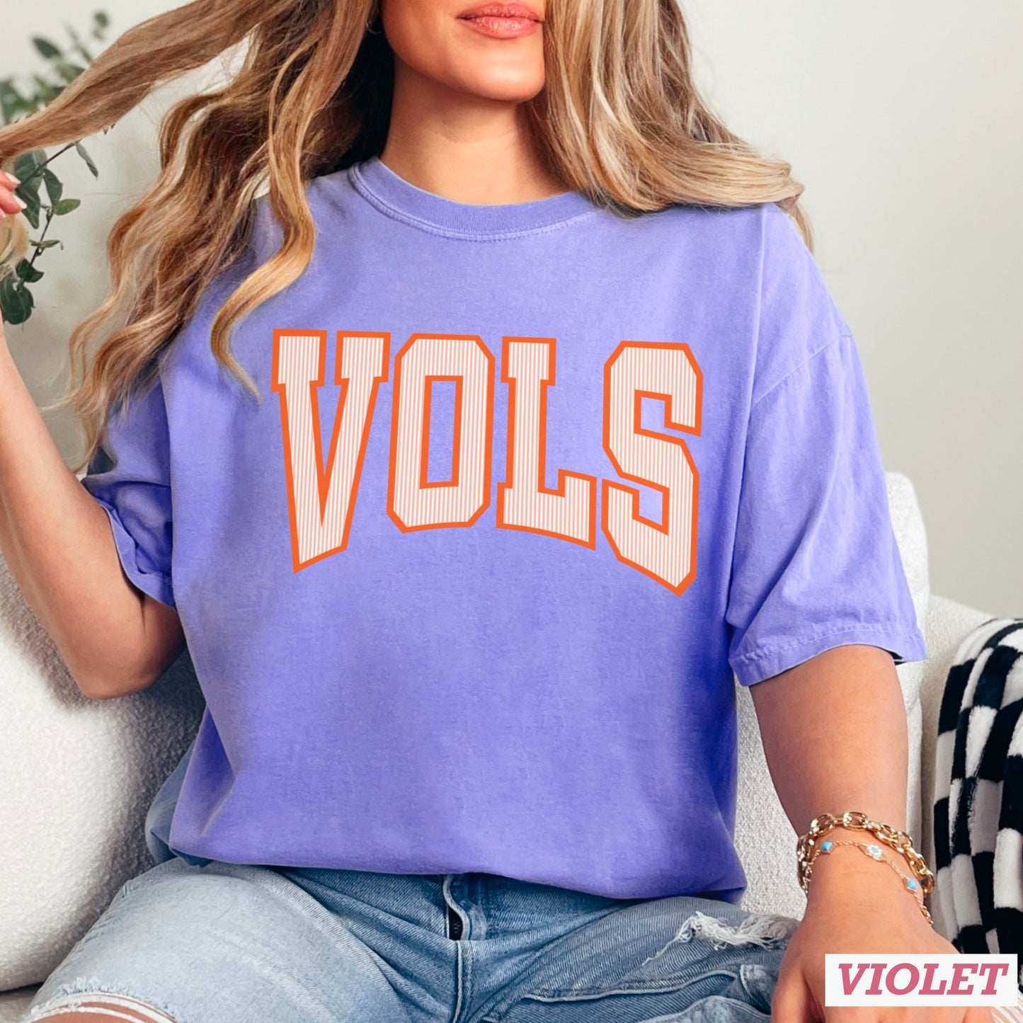 Orange & White College Game Day Comfort Color Graphic Tee