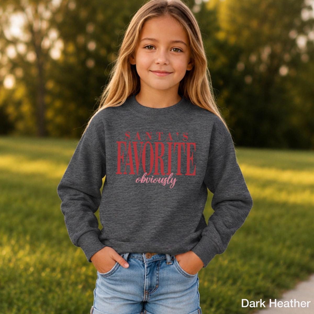 Santas Favorite Youth Crewneck Sweatshirt