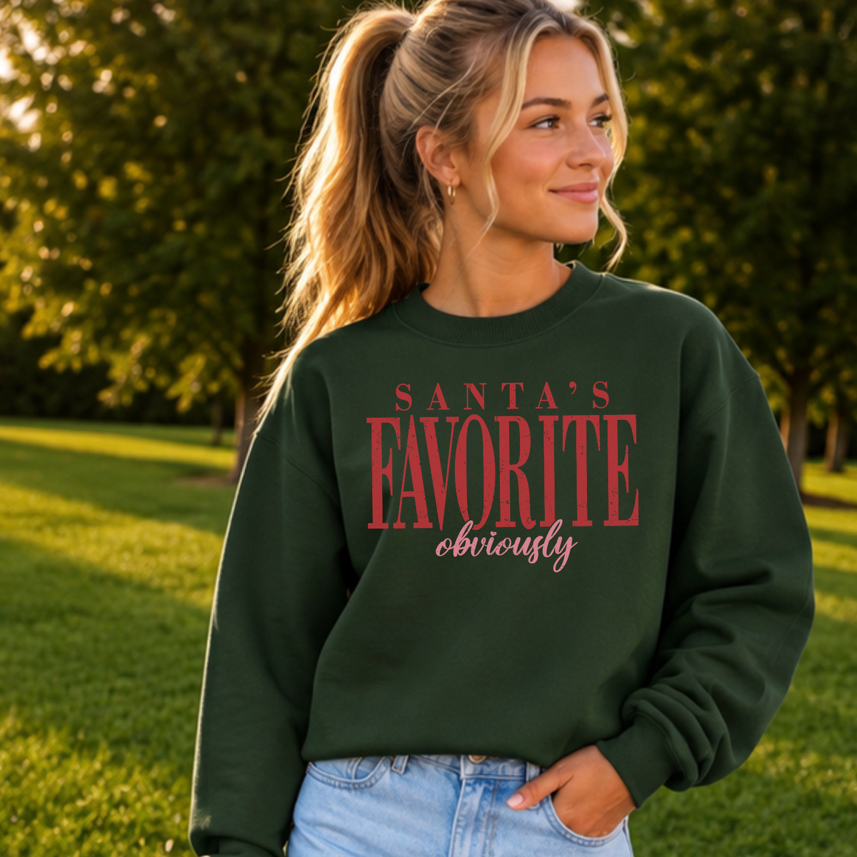 Santas Favorite Youth Crewneck Sweatshirt